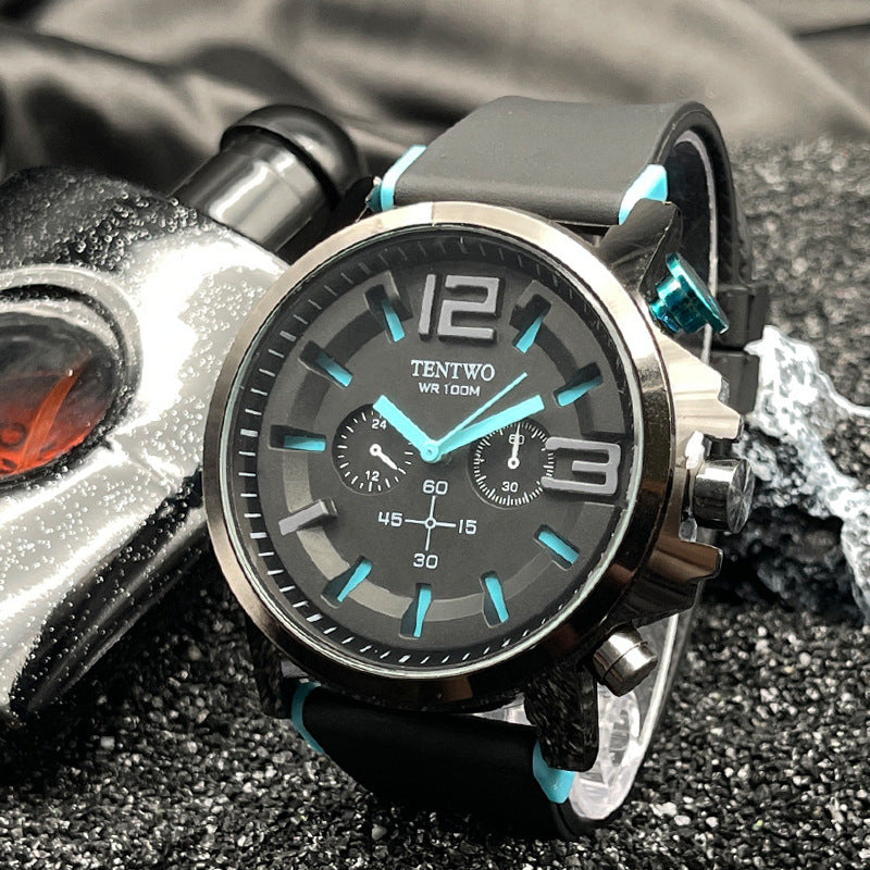 Men’s 47mm Silicone Quartz Watch – Casual Sport Analog Wristwatch – Multi-Color