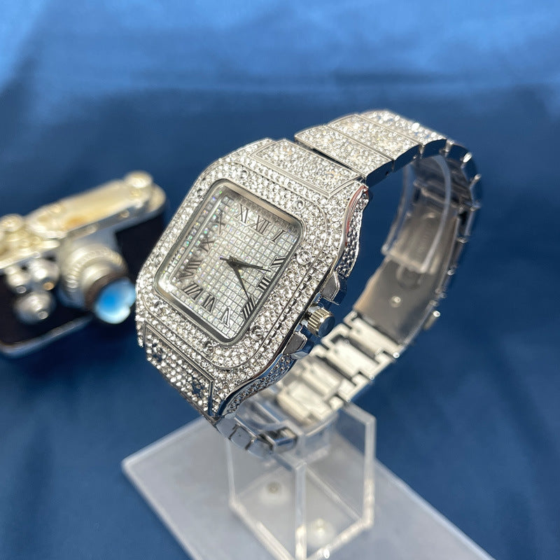 Square Crystal Alloy Quartz Watch – Unisex Decorative Watch