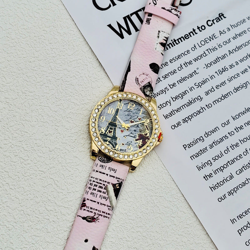 Paris Eiffel Tower Crystal Quartz Watch for Women – 43mm
