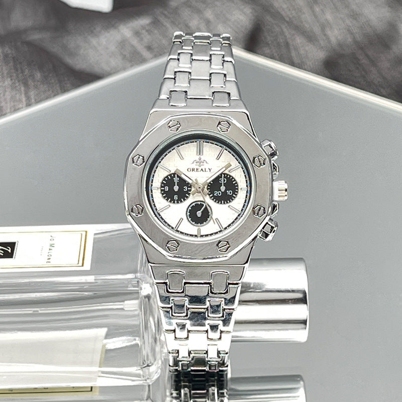 Silver Stainless Steel Quartz Couple Watch Set – 40mm/30mm