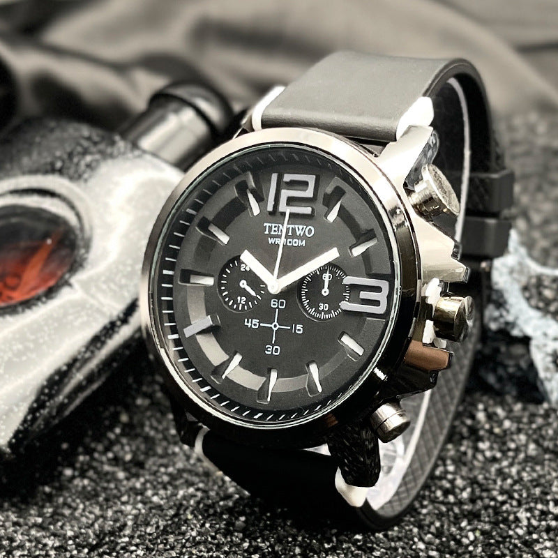 Men’s 47mm Silicone Quartz Watch – Casual Sport Analog Wristwatch – Multi-Color