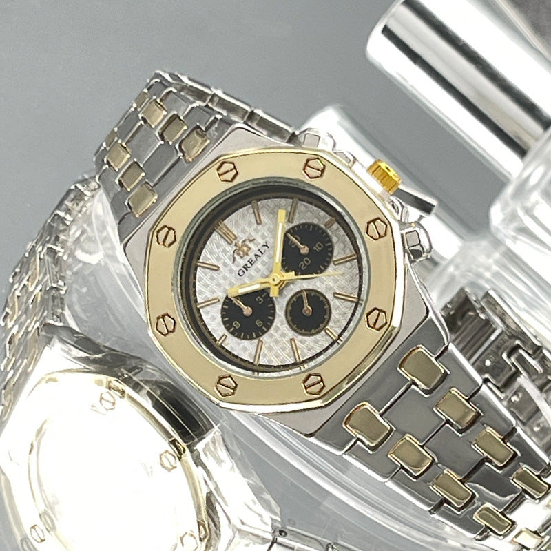 Silver Stainless Steel Quartz Couple Watch Set – 40mm/30mm