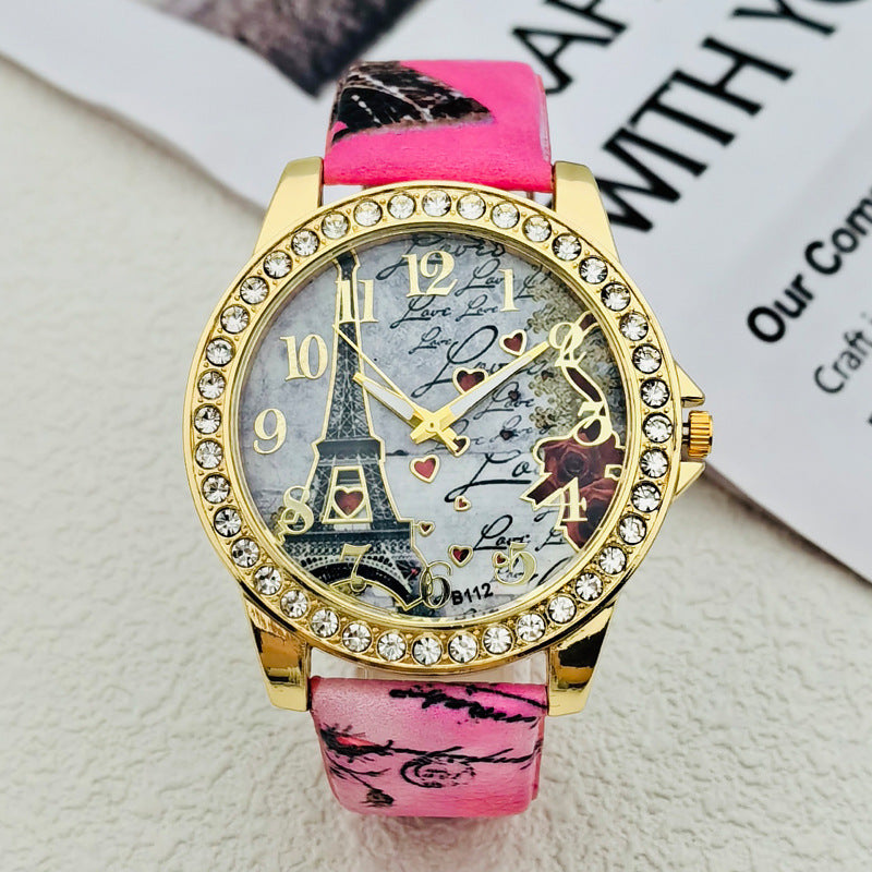 Paris Eiffel Tower Crystal Quartz Watch for Women – 43mm