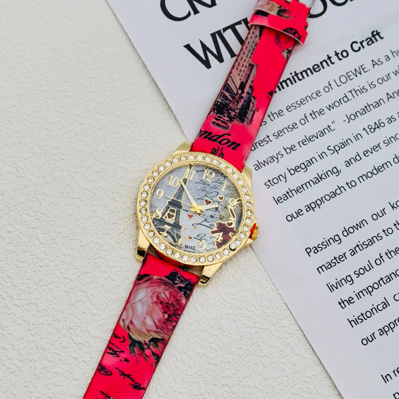 Paris Eiffel Tower Crystal Quartz Watch for Women – 43mm