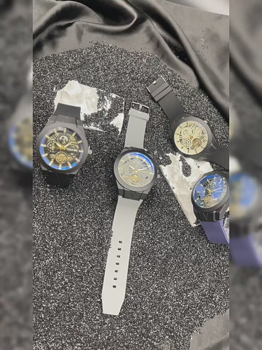 Men’s 46mm Silicone Quartz Watch – Casual Analog Wristwatch – Metal Case – Multi-Color