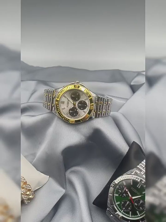 Luxury Gold Stainless Steel Quartz Watch – 45mm Men’s Watch